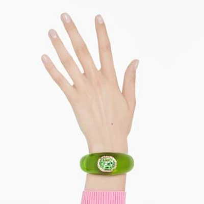Dulcis cuff, Octagon cut, Green, Gold-tone plated by SWAROVSKI