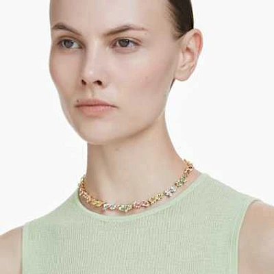 Gema Tennis necklace, Mixed cuts, Multicoloured, Gold-tone plated by SWAROVSKI