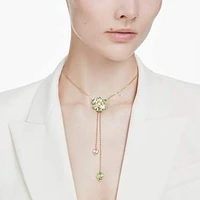 Idyllia Y pendant, Mixed cuts, Flower, Multicolored, Gold-tone plated by SWAROVSKI