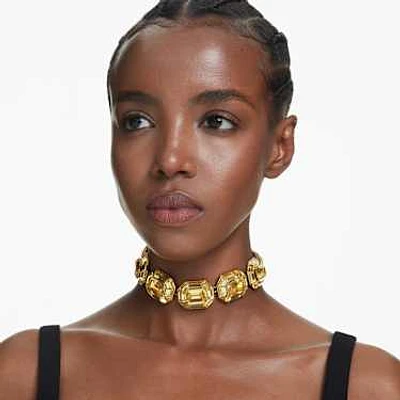 Lucent choker, Octagon shape, Yellow, Gold-tone plated by SWAROVSKI