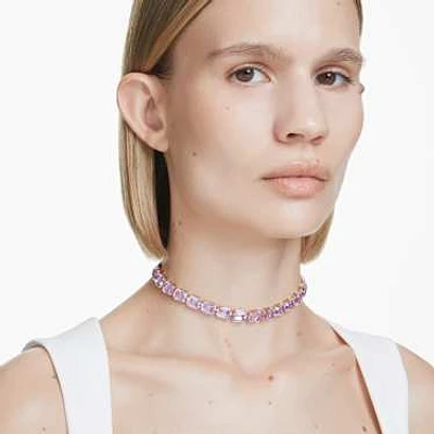 Millenia Tennis choker, Octagon cut, Purple, Gold-tone plated by SWAROVSKI