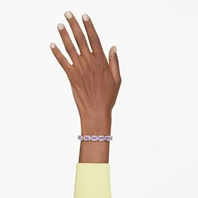 Millenia Tennis bracelet, Octagon cut, Purple, Gold-tone plated by SWAROVSKI