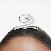 Ariana Grande x Swarovski hair clip, Crystal pearl, Baguette cut, White, Rhodium plated by SWAROVSKI