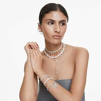 Ariana Grande x Swarovski bracelet, Crystal pearl, Round cut, White, Rhodium plated by SWAROVSKI