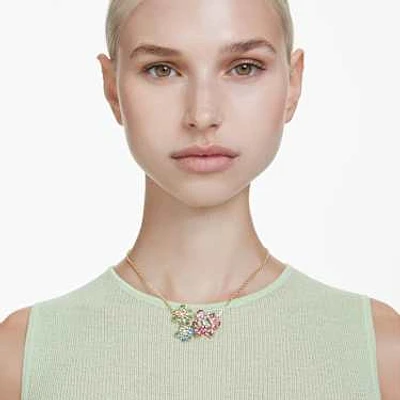 Idyllia pendant, Mixed cuts, Flower, Multicolored, Gold-tone plated by SWAROVSKI