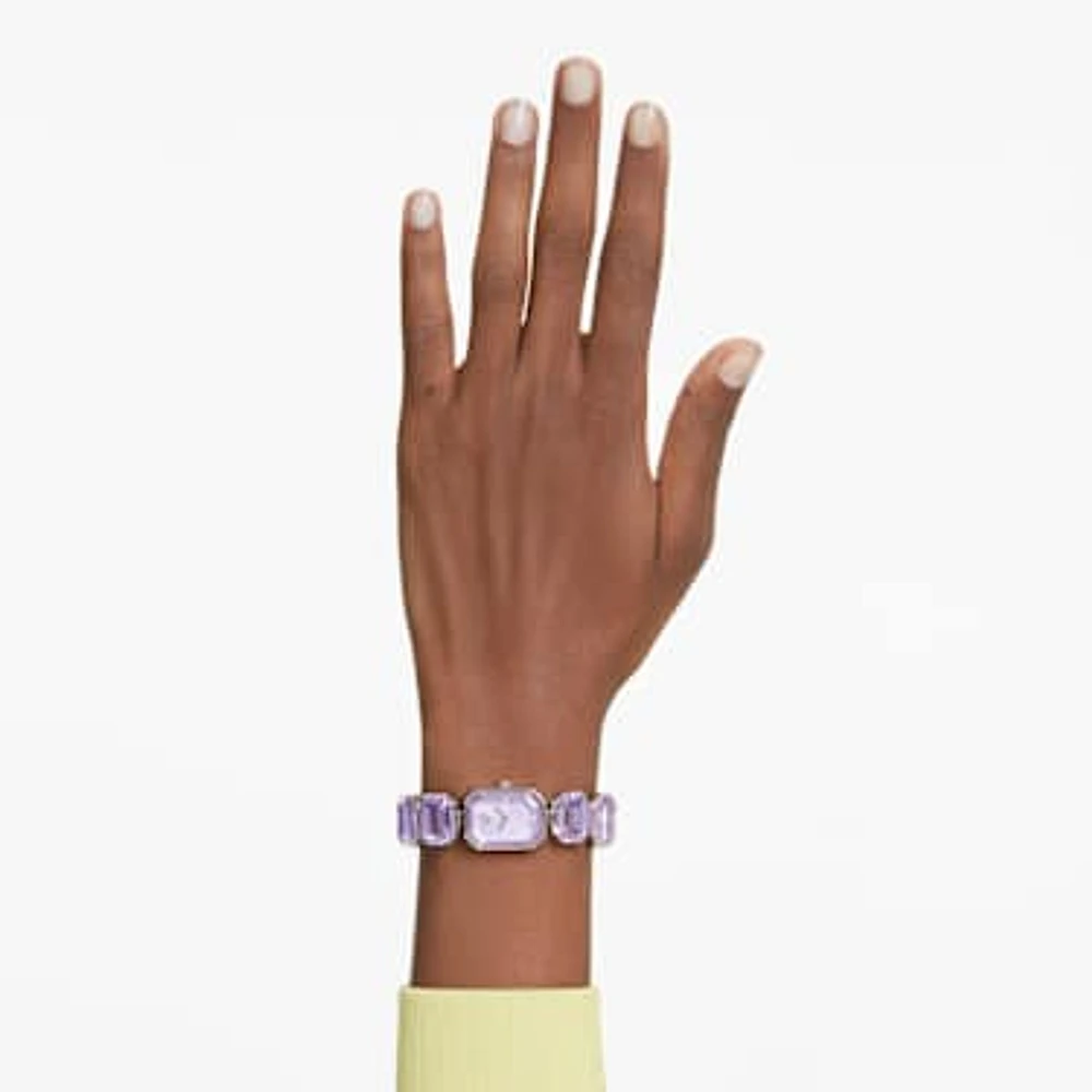 Watch, Octagon cut bracelet, Purple, Champagne gold-tone finish by SWAROVSKI