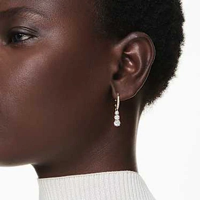 Stilla Attract hoop earrings, Round cut, White, Gold-tone plated by SWAROVSKI