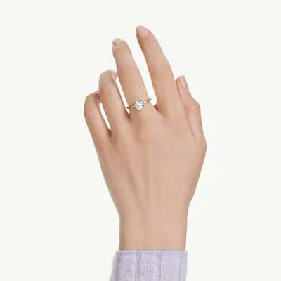 Stilla Attract cocktail ring, Round cut, White, Gold-tone plated by SWAROVSKI