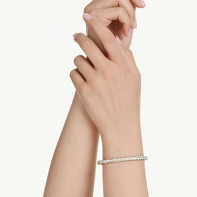 Sublima bangle, Snow pavé, White, Gold-tone plated by SWAROVSKI