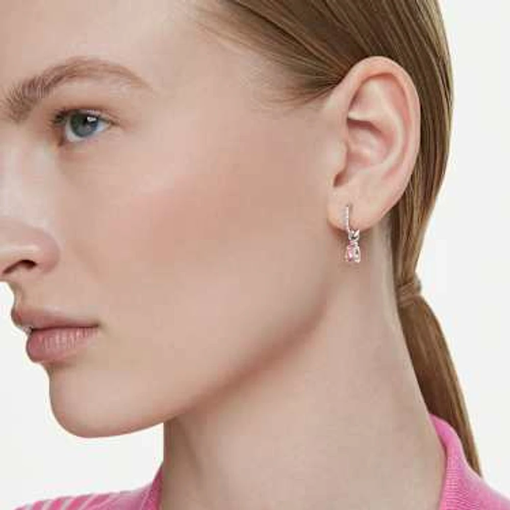 Attract drop earrings, Pear cut, Pink, Rhodium plated by SWAROVSKI