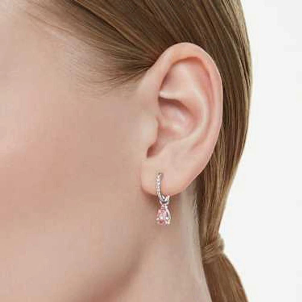 Attract drop earrings, Pear cut, Pink, Rhodium plated by SWAROVSKI