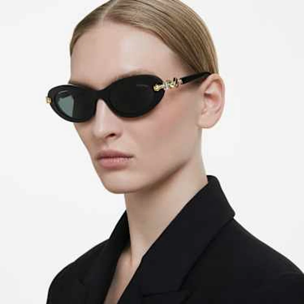 Sunglasses, Oval shape, Black by SWAROVSKI