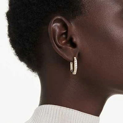 Dextera hoop earrings, Octagon shape, Round cut, White, Gold-tone plated by SWAROVSKI