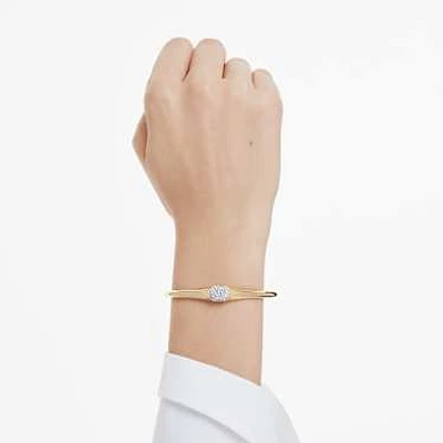 Dextera bangle, Round cut, White, Gold-tone plated by SWAROVSKI