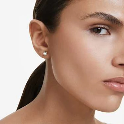 Eternity stud earring, Lab-grown diamonds 0.5 ct tw, Single, Round shape, 14K white gold by SWAROVSKI