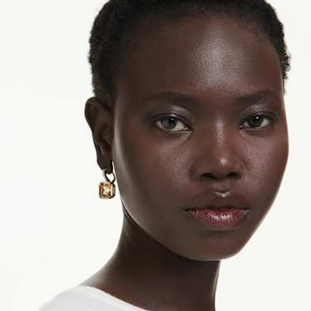 Millenia drop earrings, Mixed cuts, Caramel, Gold-tone plated by SWAROVSKI