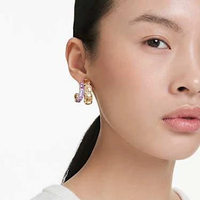 Millenia hoop earrings, Mixed cuts, Multicoloured, Gold-tone plated by SWAROVSKI