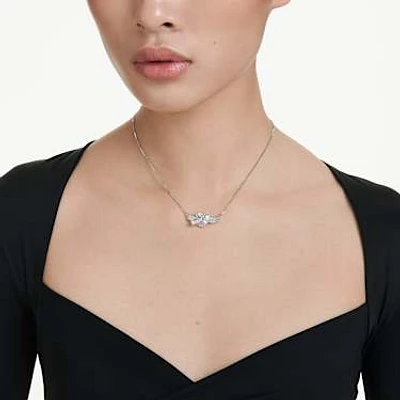 Matrix pendant, Baguette cut, Knot, White, Rhodium plated by SWAROVSKI