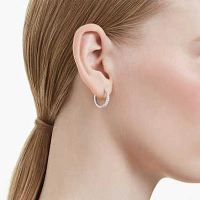 Eternity hoop earrings, Lab-grown diamonds 0.5 ct tw, Round shape, Sterling silver by SWAROVSKI