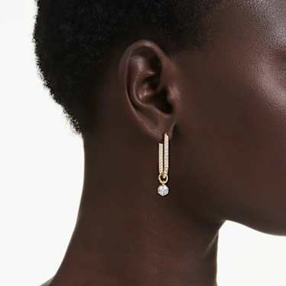 Constella drop earrings, Round cut, White, Gold-tone plated by SWAROVSKI