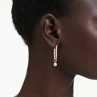 Constella drop earrings, Round cut, White, Gold-tone plated by SWAROVSKI