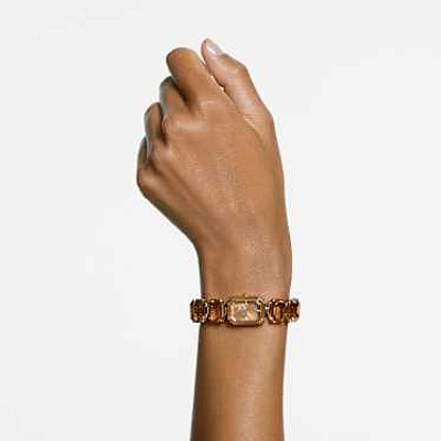 Watch, Octagon cut bracelet, Brown, Champagne gold-tone finish by SWAROVSKI