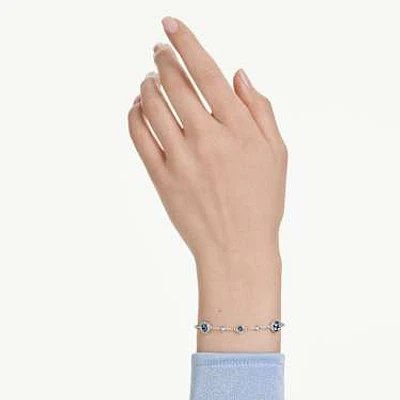 Imber bracelet, Round cut, Blue, Rhodium plated by SWAROVSKI