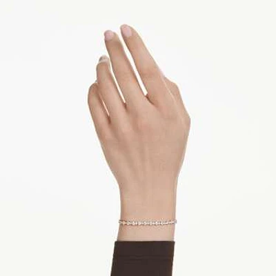 Matrix Tennis bracelet, Round cut, White, Gold-tone plated by SWAROVSKI