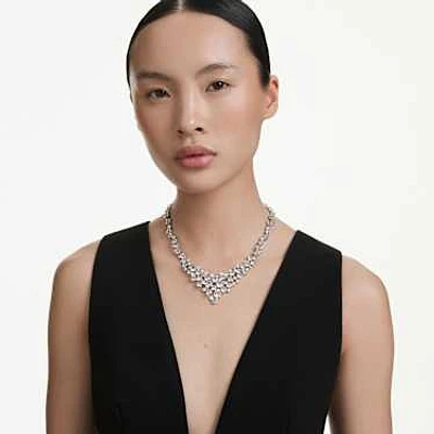 Constella necklace, Mixed cuts, Clasp, White, Rhodium plated by SWAROVSKI