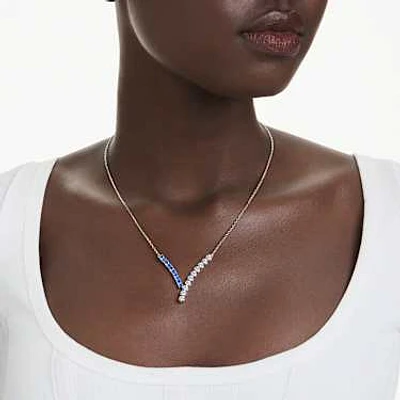 Matrix pendant, Mixed cuts, Blue, Rhodium plated by SWAROVSKI