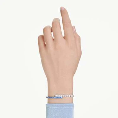 Matrix bracelet, Mixed cuts, Blue, Rhodium plated by SWAROVSKI