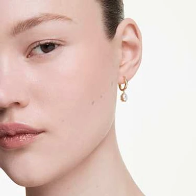 Eternity drop earrings, Lab-grown diamonds 1.0 ct tw, Octagon shape, 14K yellow gold by SWAROVSKI