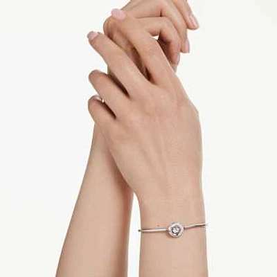 Dextera bangle, Round cut, White, Rhodium plated by SWAROVSKI