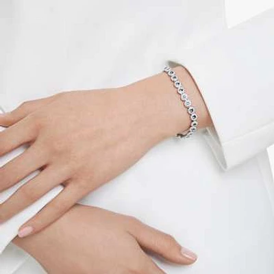 Una Angelic Tennis bracelet, Round cut, Blue, Rhodium plated by SWAROVSKI