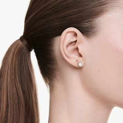 Eternity stud earrings, Lab-grown diamonds 1.0 ct tw, Octagon shape, 14K white gold by SWAROVSKI