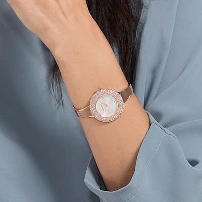 Crystal Rose watch, Swiss Made, Metal bracelet, Rose gold tone, Rose gold-tone finish by SWAROVSKI