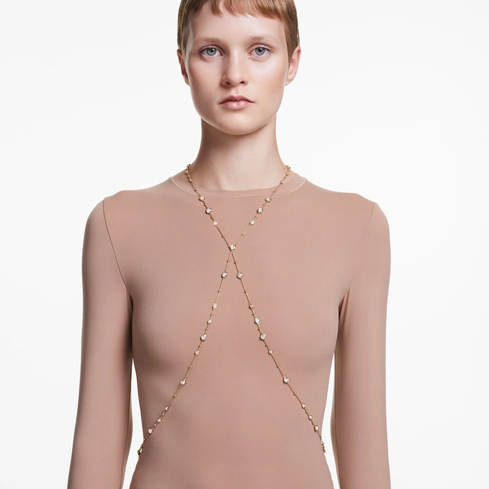 Imber body chain, Round cut, White, Gold-tone plated by SWAROVSKI