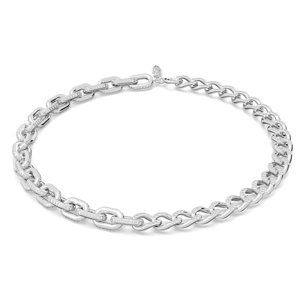 Dextera necklace, Mixed links, White, Rhodium plated by SWAROVSKI