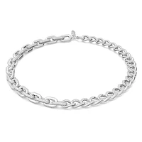 Dextera necklace, Mixed links, White, Rhodium plated by SWAROVSKI