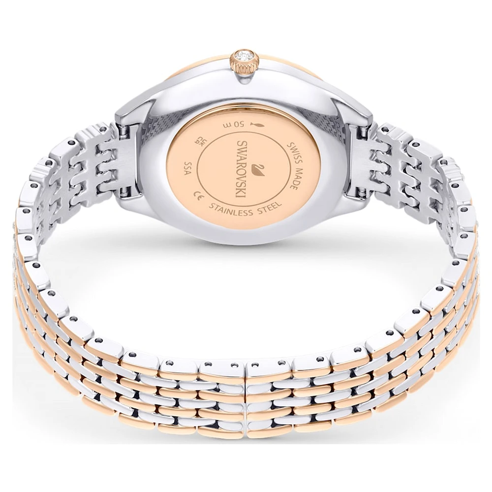 Attract watch, Swiss Made, Pavé, Crystal bracelet, Rose gold tone, Mixed metal finish by SWAROVSKI