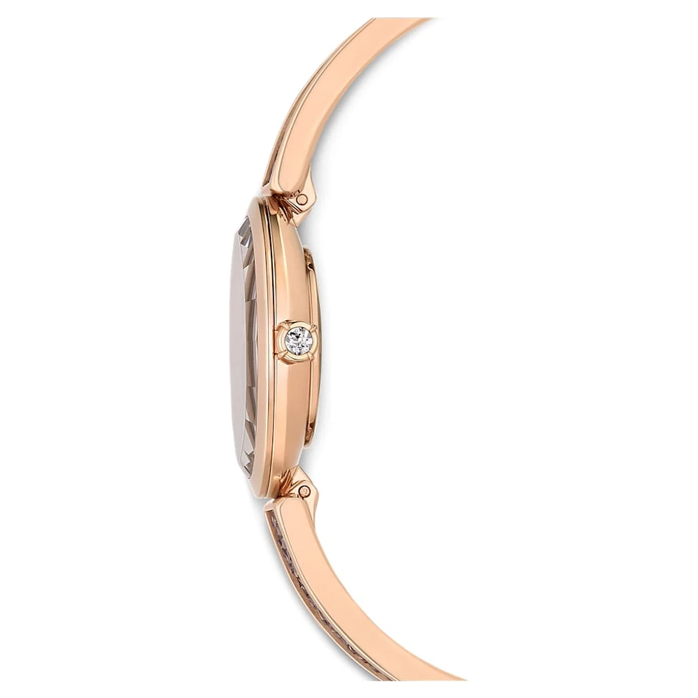 Crystal Rock Oval watch, Swiss Made, Crystal bracelet, Gray, Rose gold-tone finish by SWAROVSKI