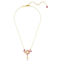 Gema pendant, Mixed cuts, Crystal pearl, Flower, Pink, Gold-tone plated by SWAROVSKI