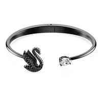 Swarovski Swan bangle, Swan, Black, Ruthenium plated by SWAROVSKI