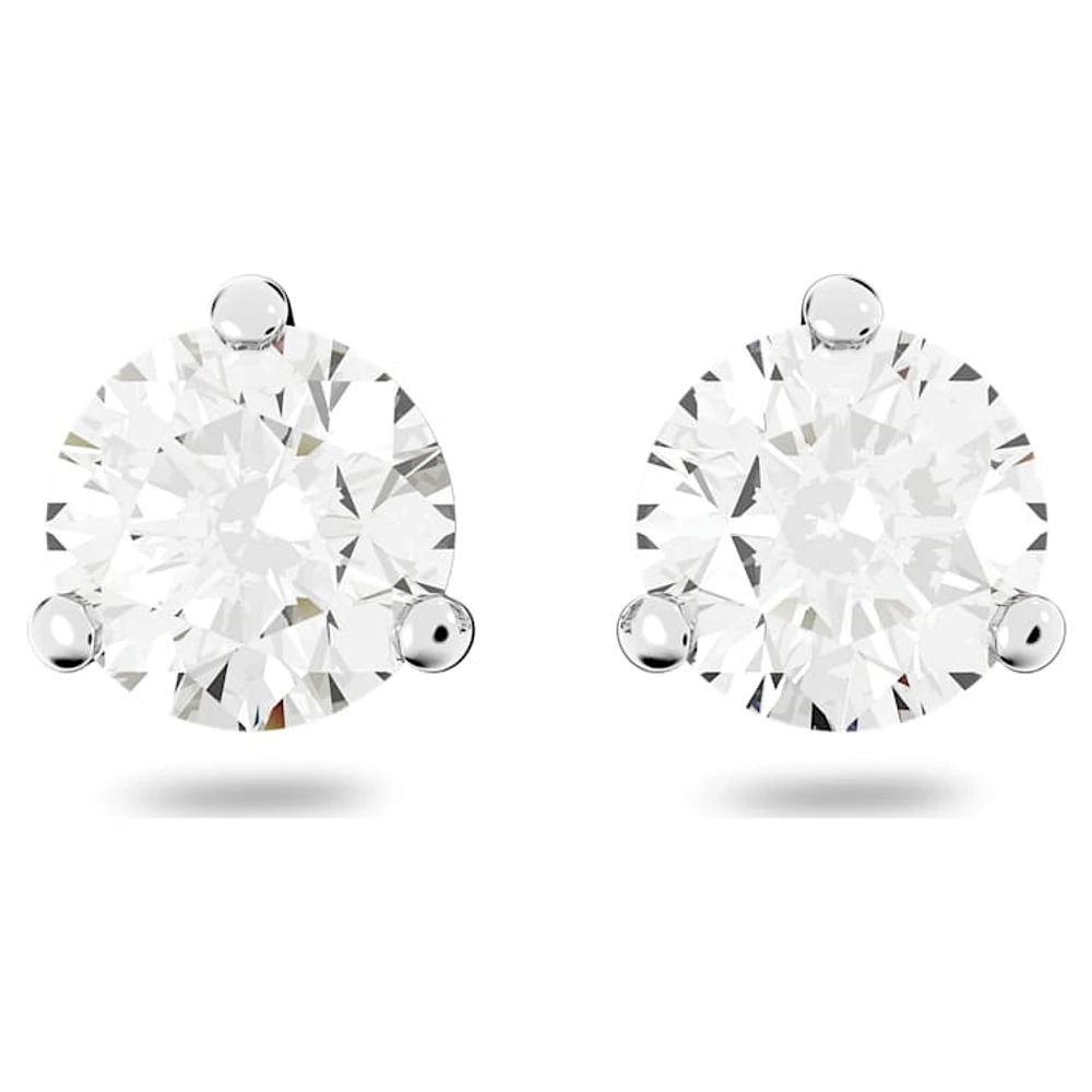 Stilla stud earrings, Round cut, White, Rhodium plated by SWAROVSKI