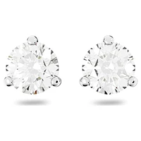 Stilla stud earrings, Round cut, White, Rhodium plated by SWAROVSKI