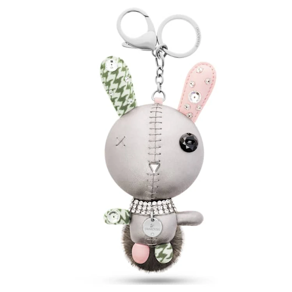 Mathilde bag charm, Rabbit, Grey, Stainless steel by SWAROVSKI