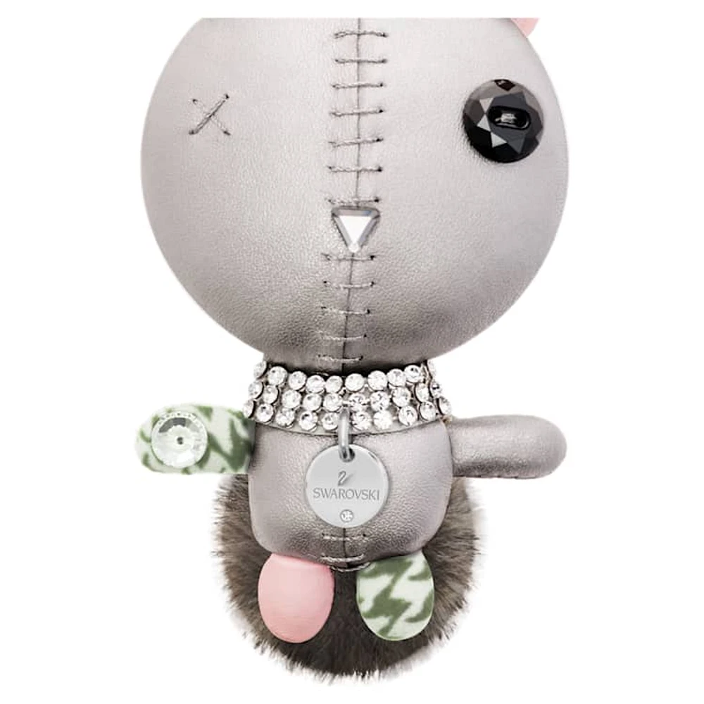 Mathilde bag charm, Rabbit, Grey, Stainless steel by SWAROVSKI