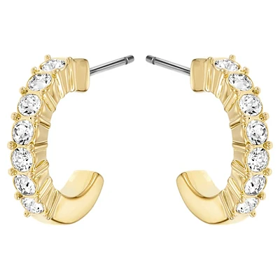 Mini Hoop hoop earrings, White, Gold-tone plated by SWAROVSKI