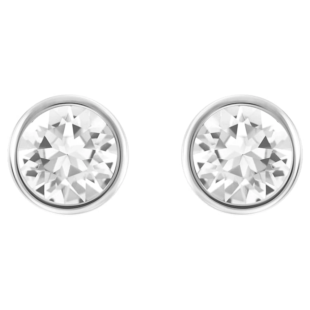 Imber stud earrings, Round cut, White, Rhodium plated by SWAROVSKI