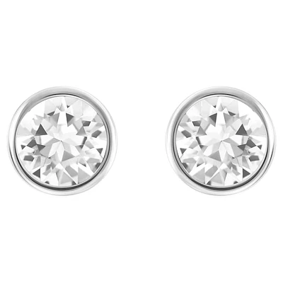 Imber stud earrings, Round cut, White, Rhodium plated by SWAROVSKI